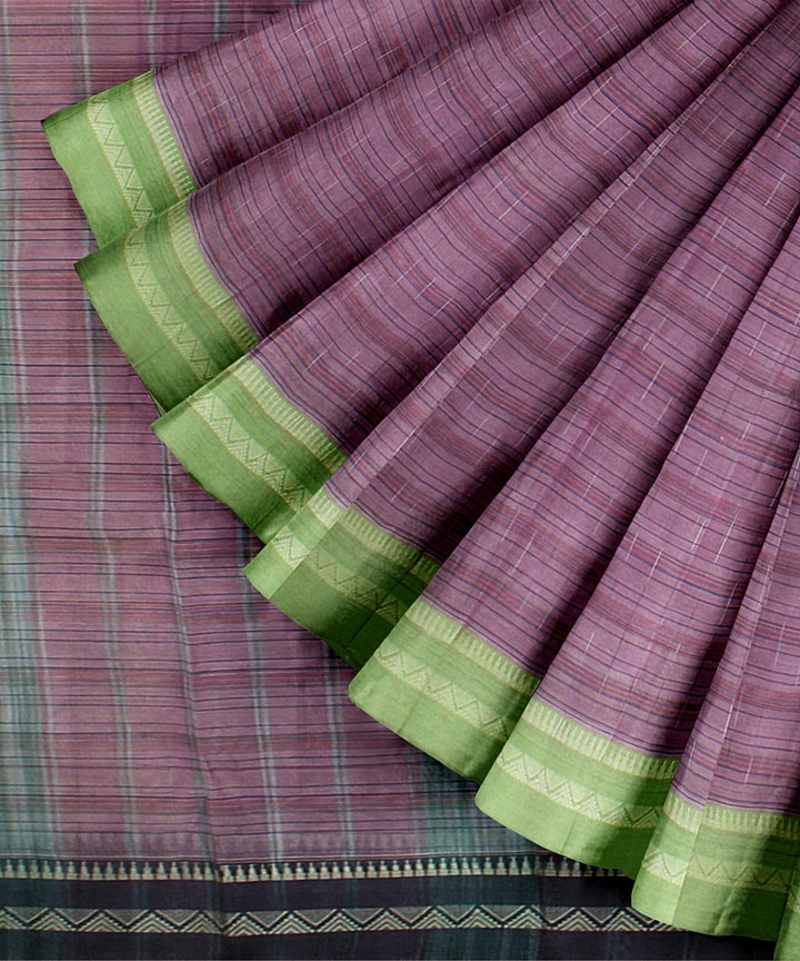 Purple deep purple lime handwoven narayanapet cotton saree