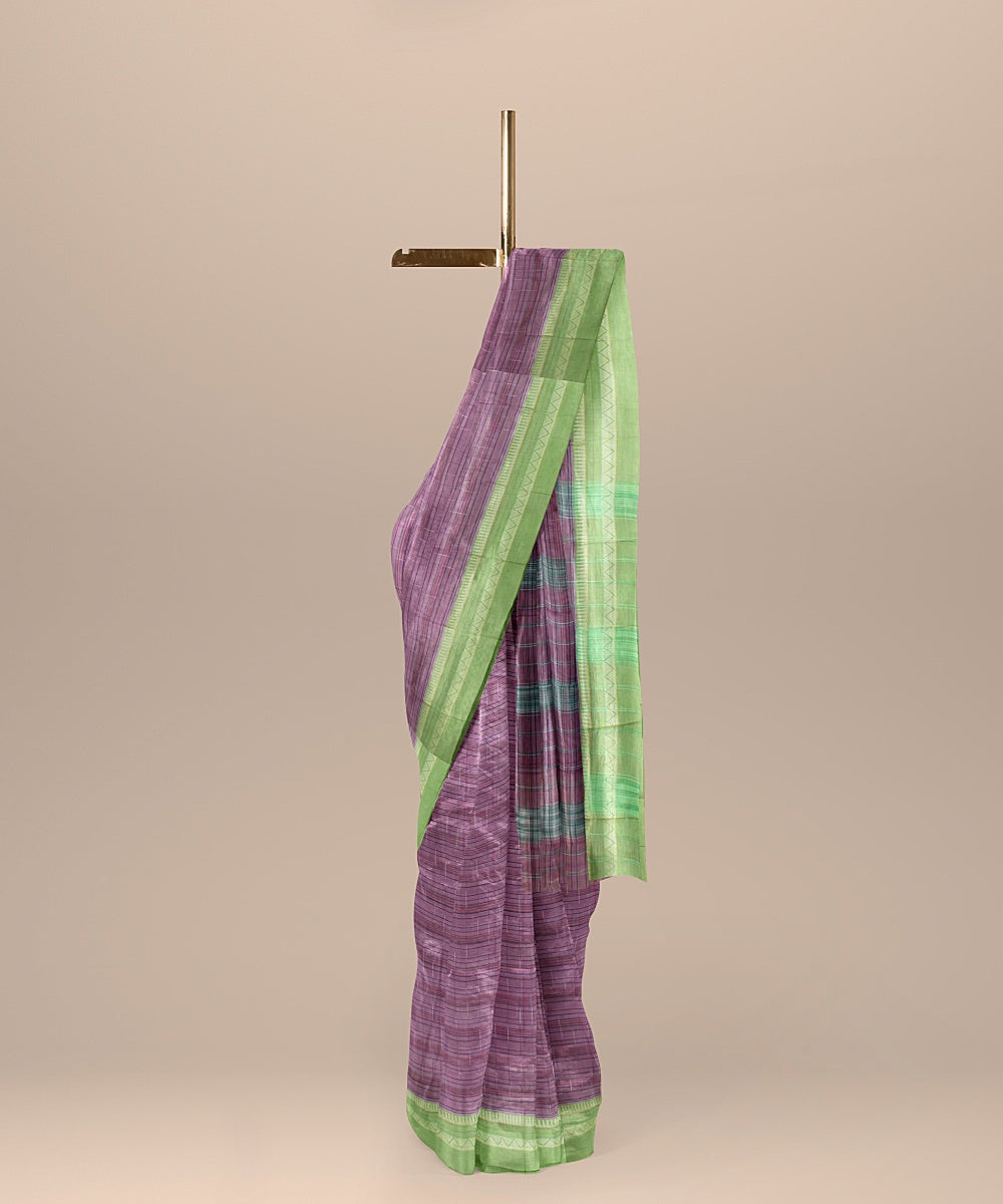 Purple deep purple lime handwoven narayanapet cotton saree