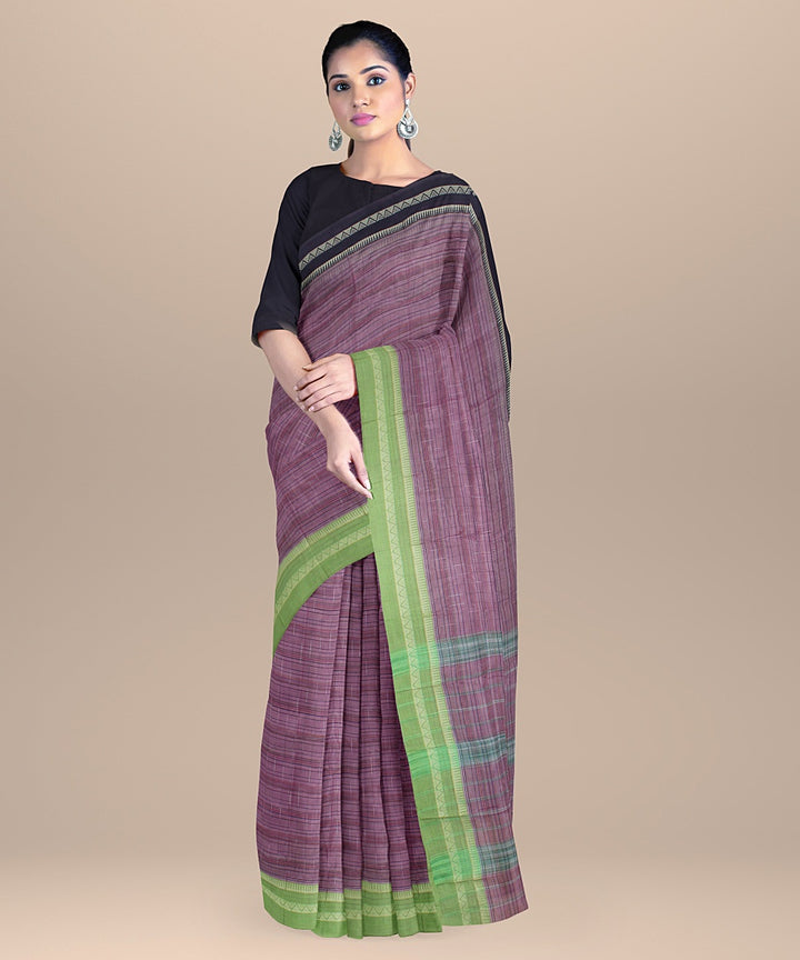 Purple deep purple lime handwoven narayanapet cotton saree