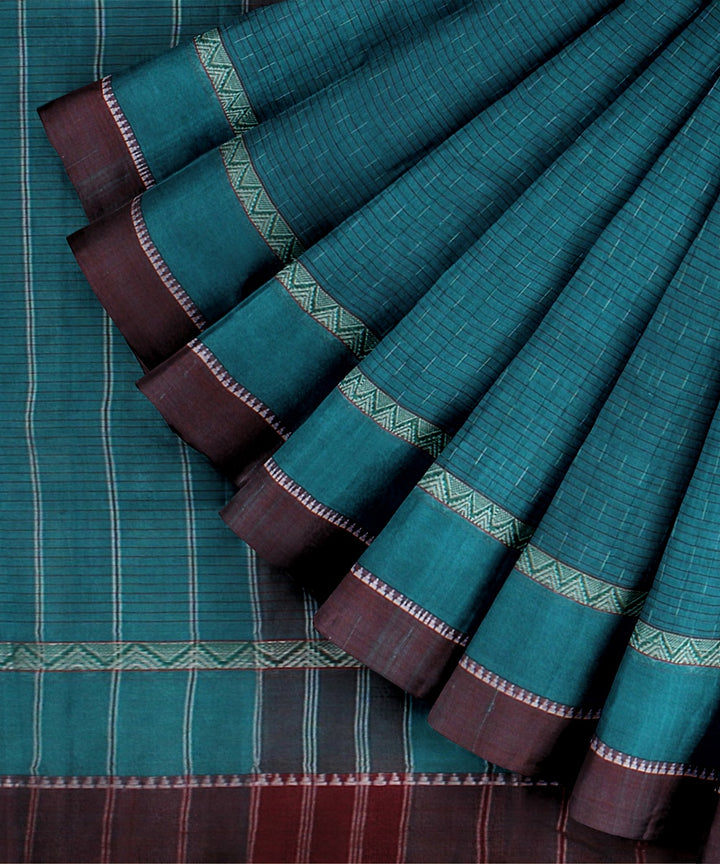 Dark green maroon handwoven cotton narayanapet saree