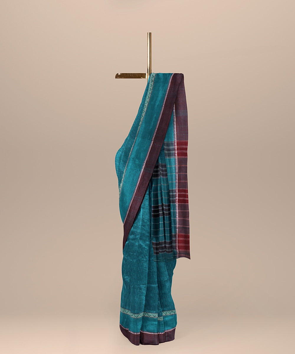 Dark green maroon handwoven cotton narayanapet saree