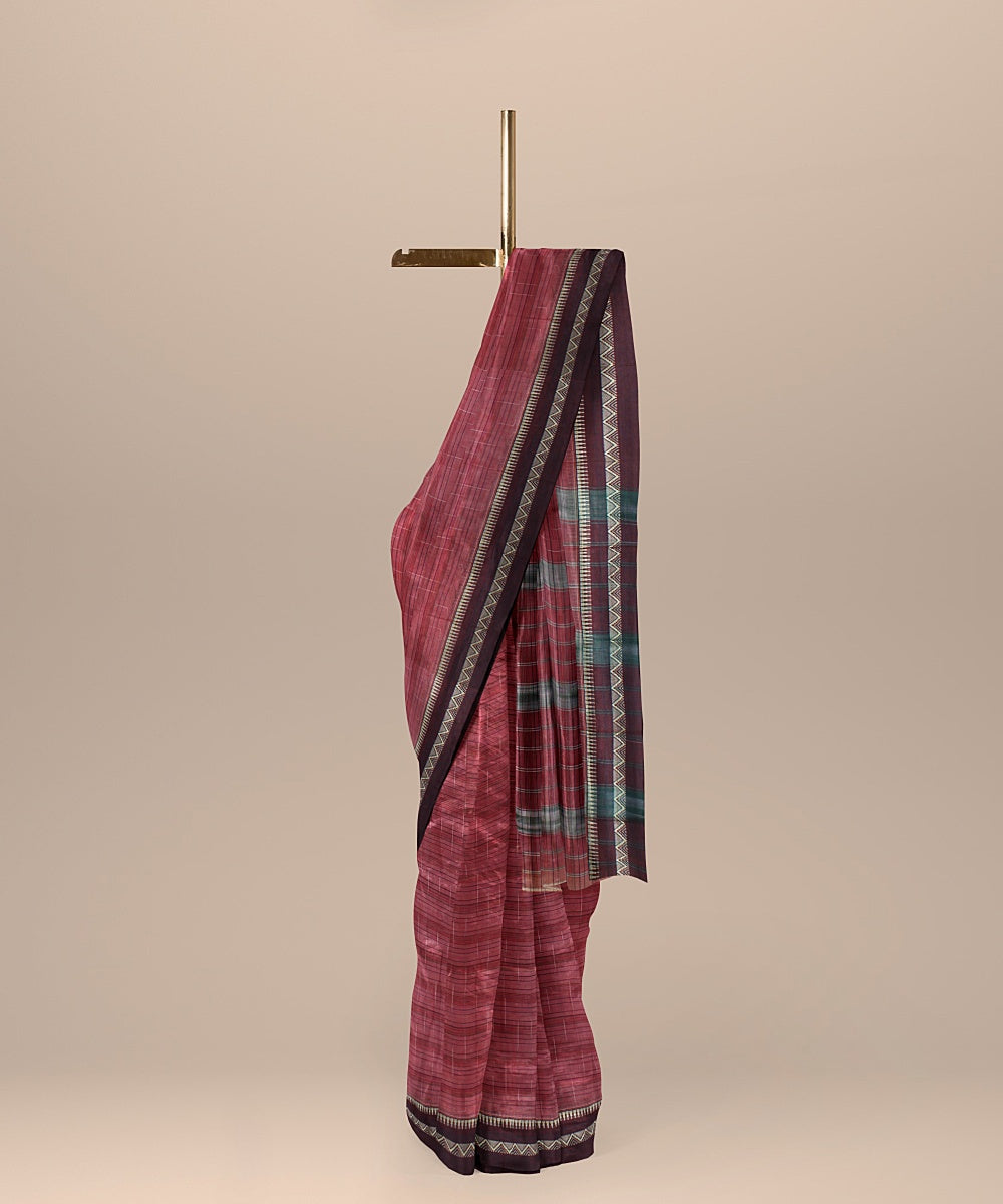 Red light green handwoven narayanapet cotton saree