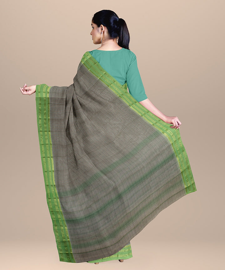 Grey lime handwoven narayanapet cotton saree