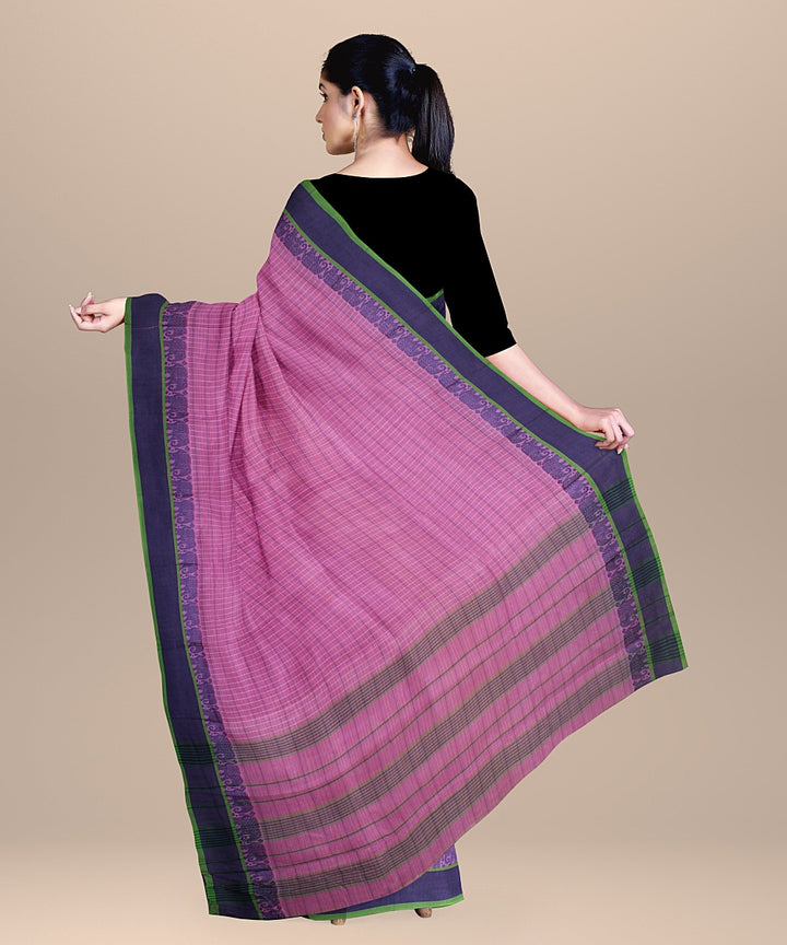 Pink purple handwoven narayanapet cotton saree