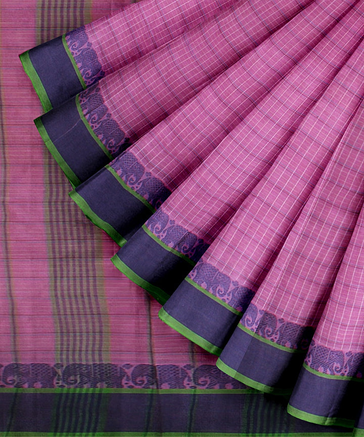 Pink purple handwoven narayanapet cotton saree