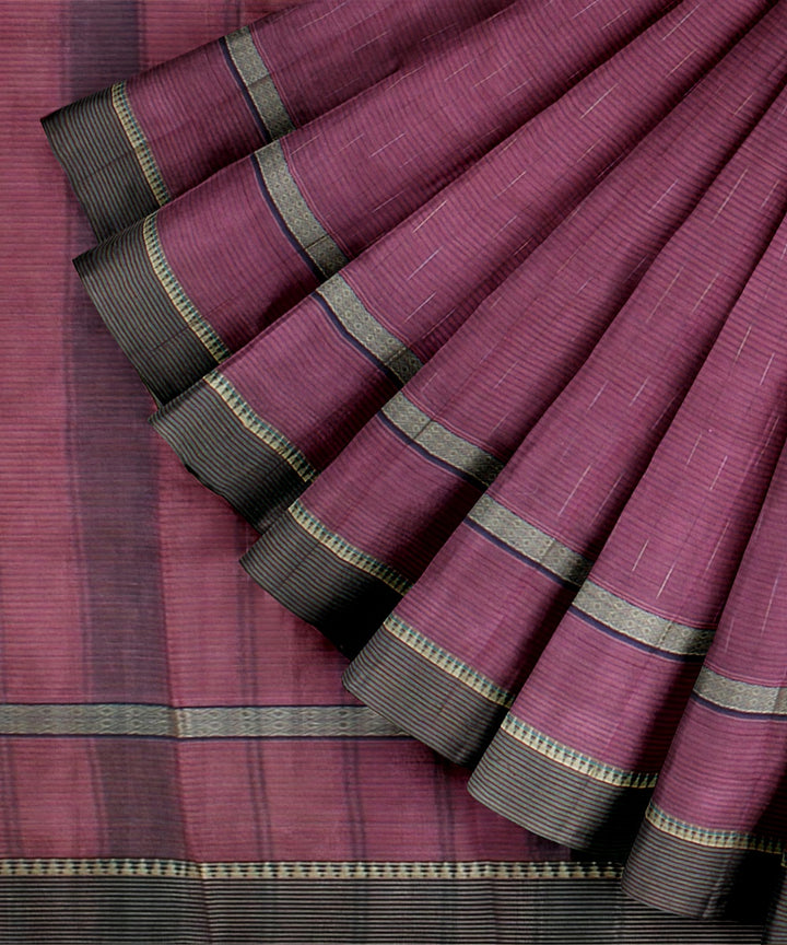 Pink green striped handwoven narayanapet cotton saree