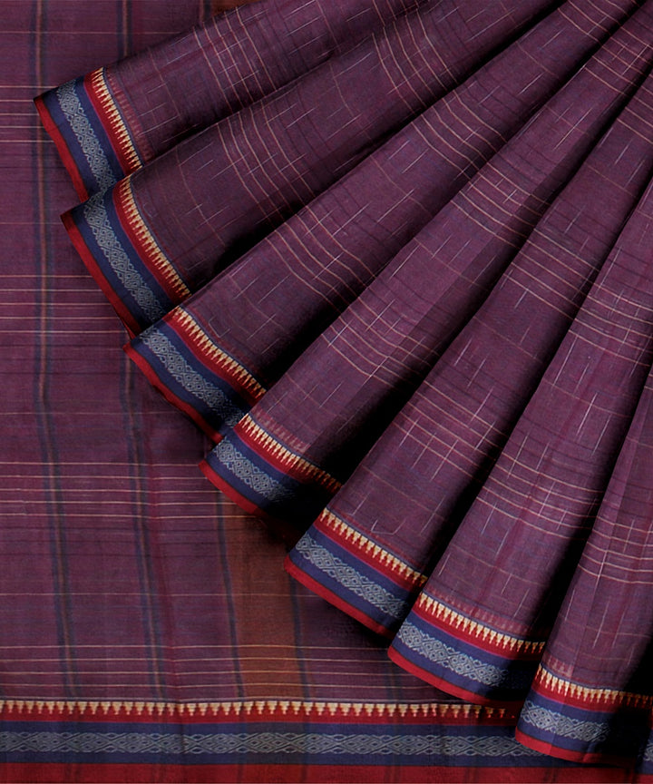 Purple multicolor border handwoven narayanapet cotton saree