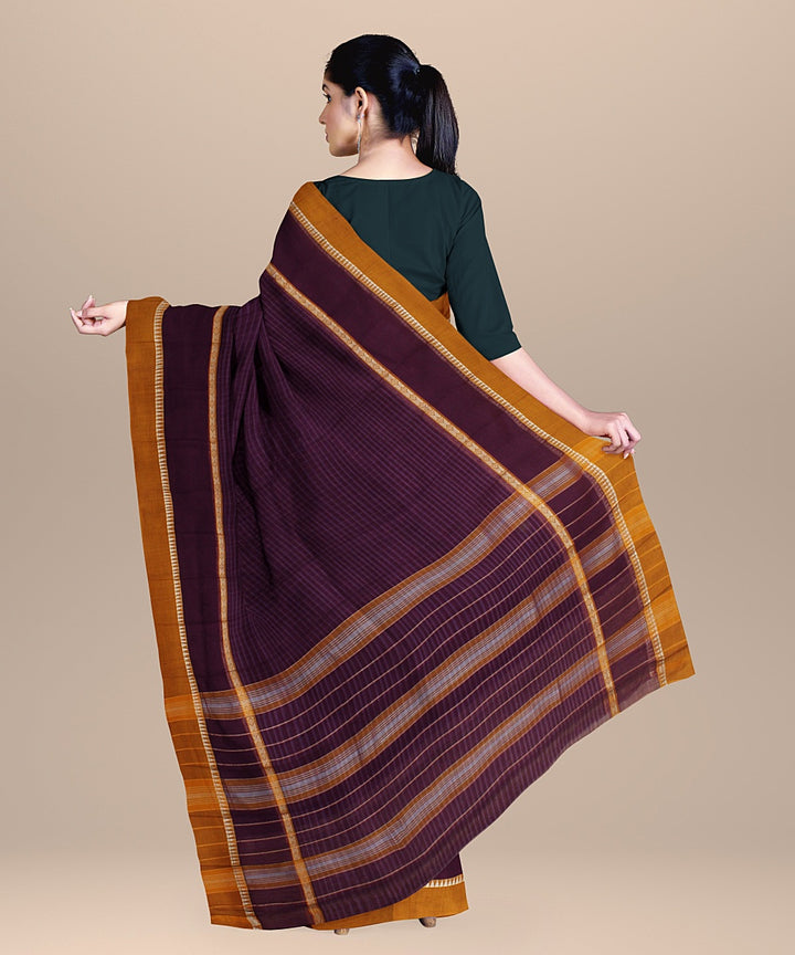 Purple yellow handwoven narayanapet cotton saree