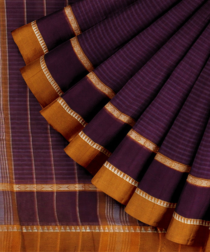 Purple yellow handwoven narayanapet cotton saree