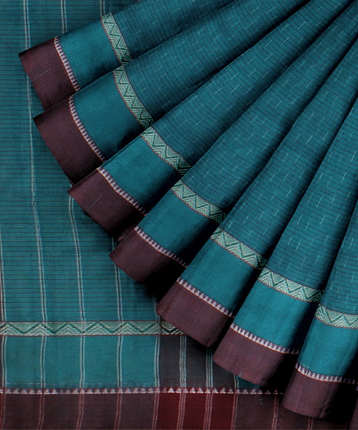 Dark green maroon handwoven narayanapet cotton saree