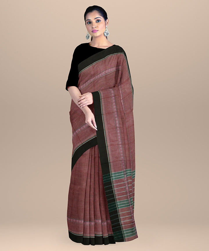 Red dark green handwoven narayanapet cotton saree