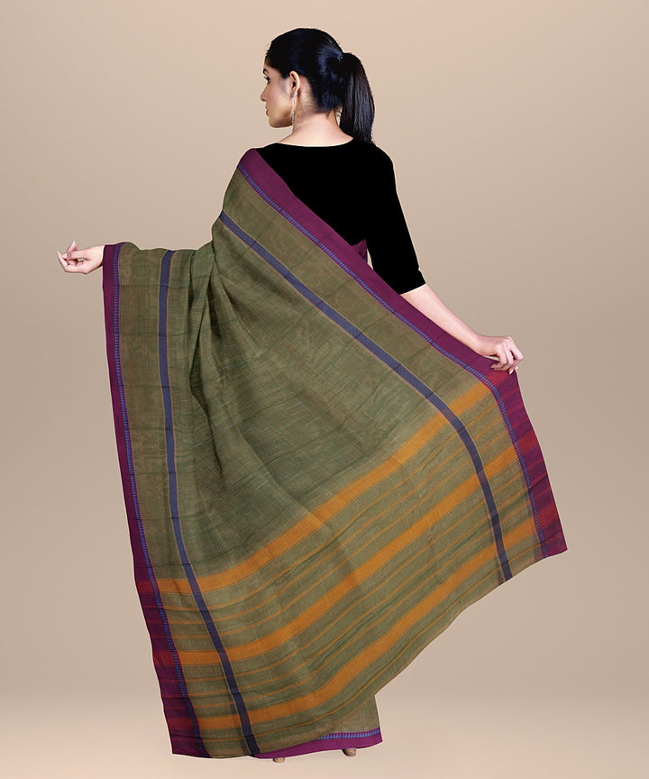 Multicolor purple handwoven narayanapet cotton saree