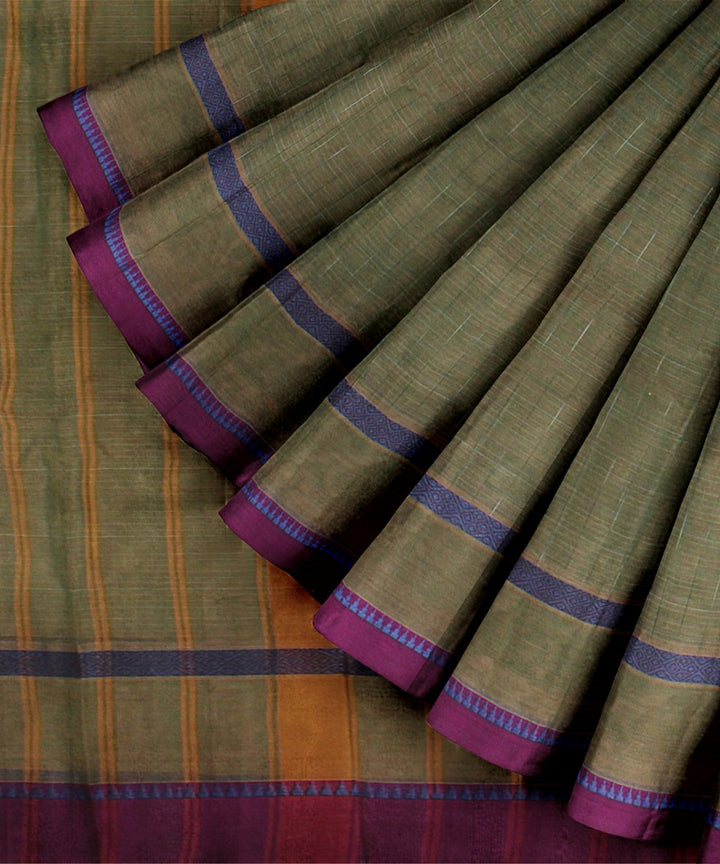 Multicolor purple handwoven narayanapet cotton saree