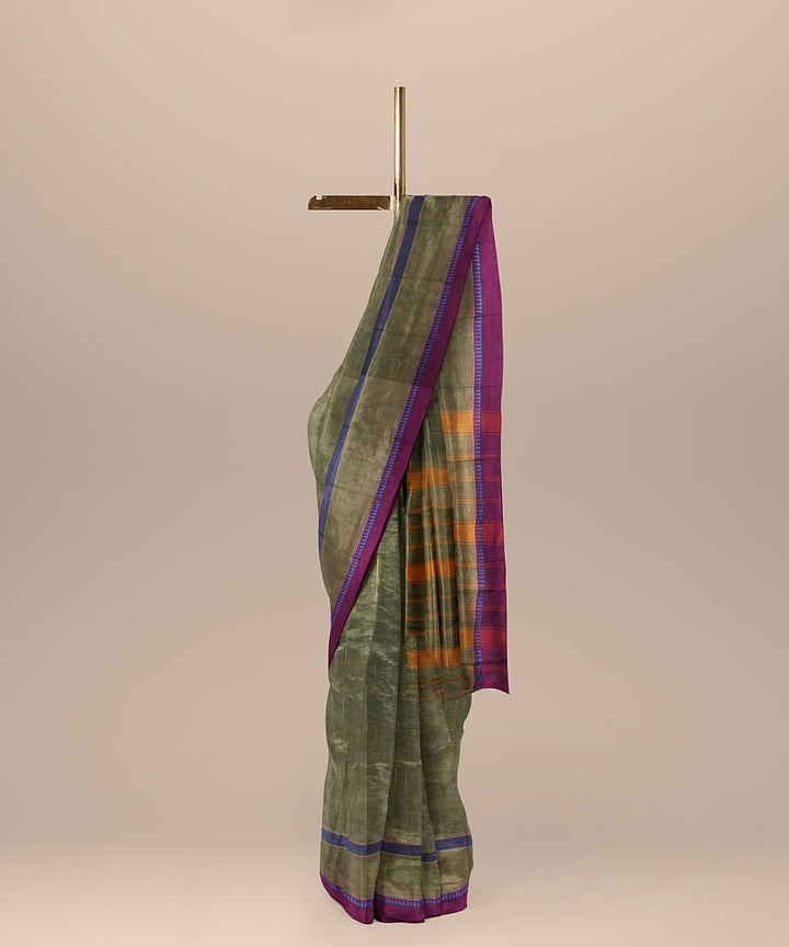 Multicolor purple handwoven narayanapet cotton saree