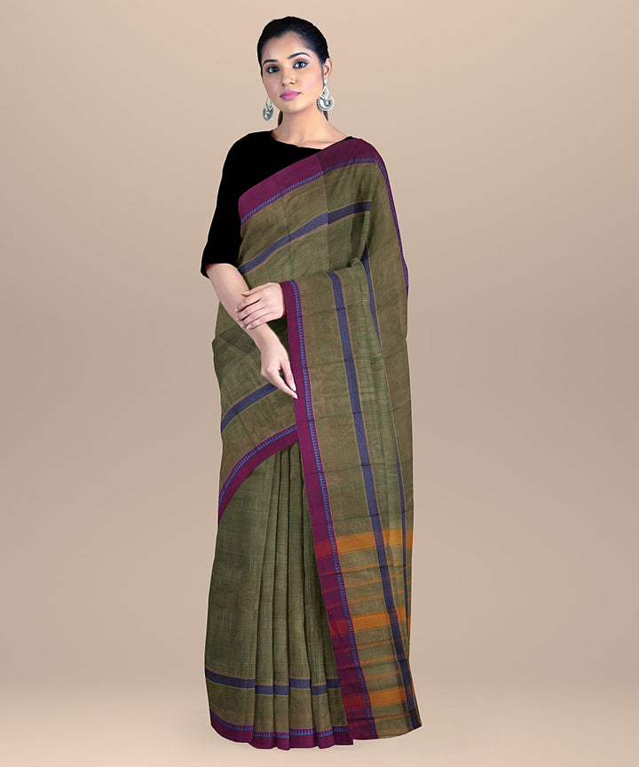 Multicolor purple handwoven narayanapet cotton saree