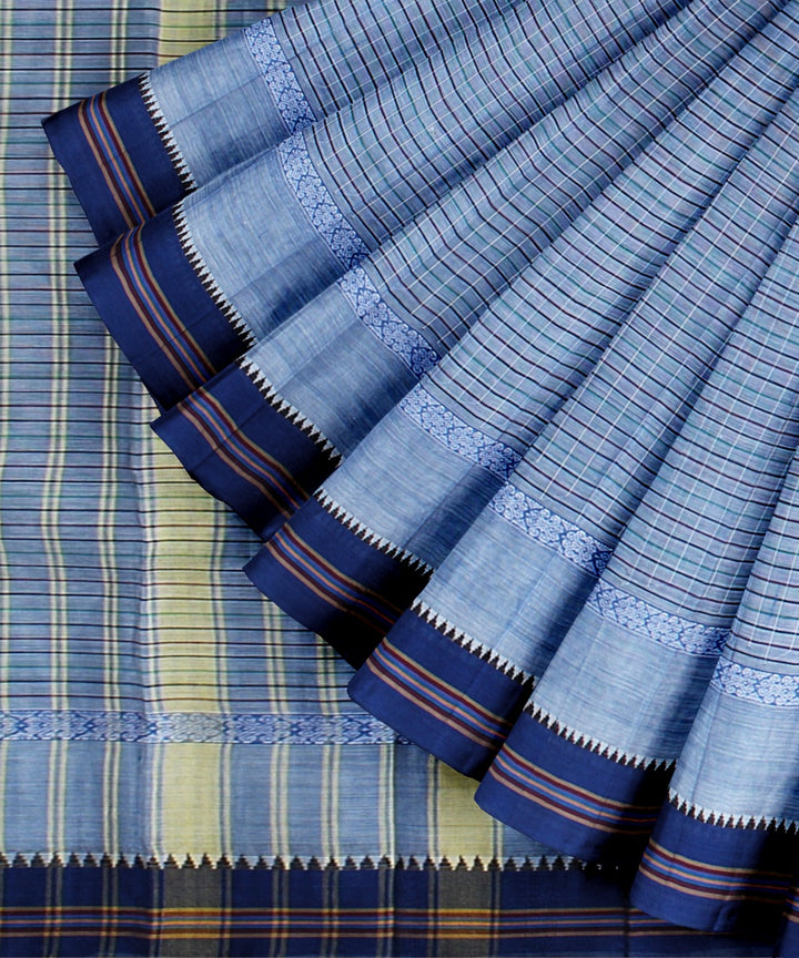 Powder blue cotton handwoven narayanapet saree