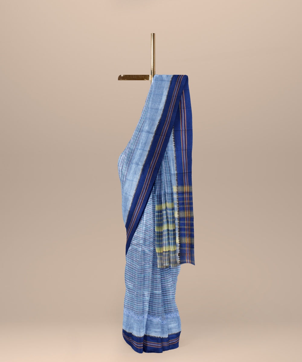 Powder blue cotton handwoven narayanapet saree