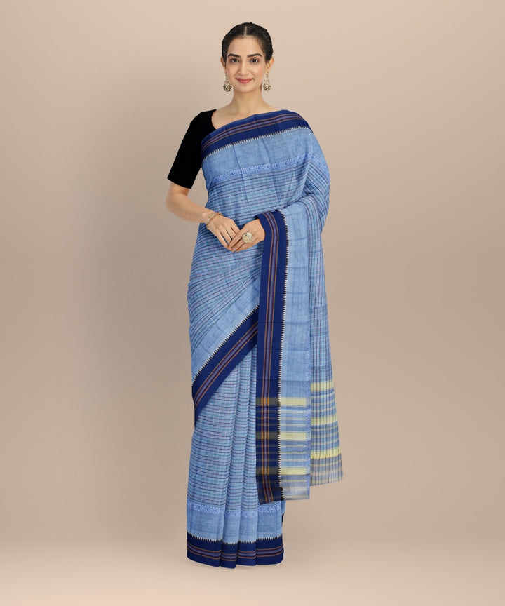 Powder blue cotton handwoven narayanapet saree