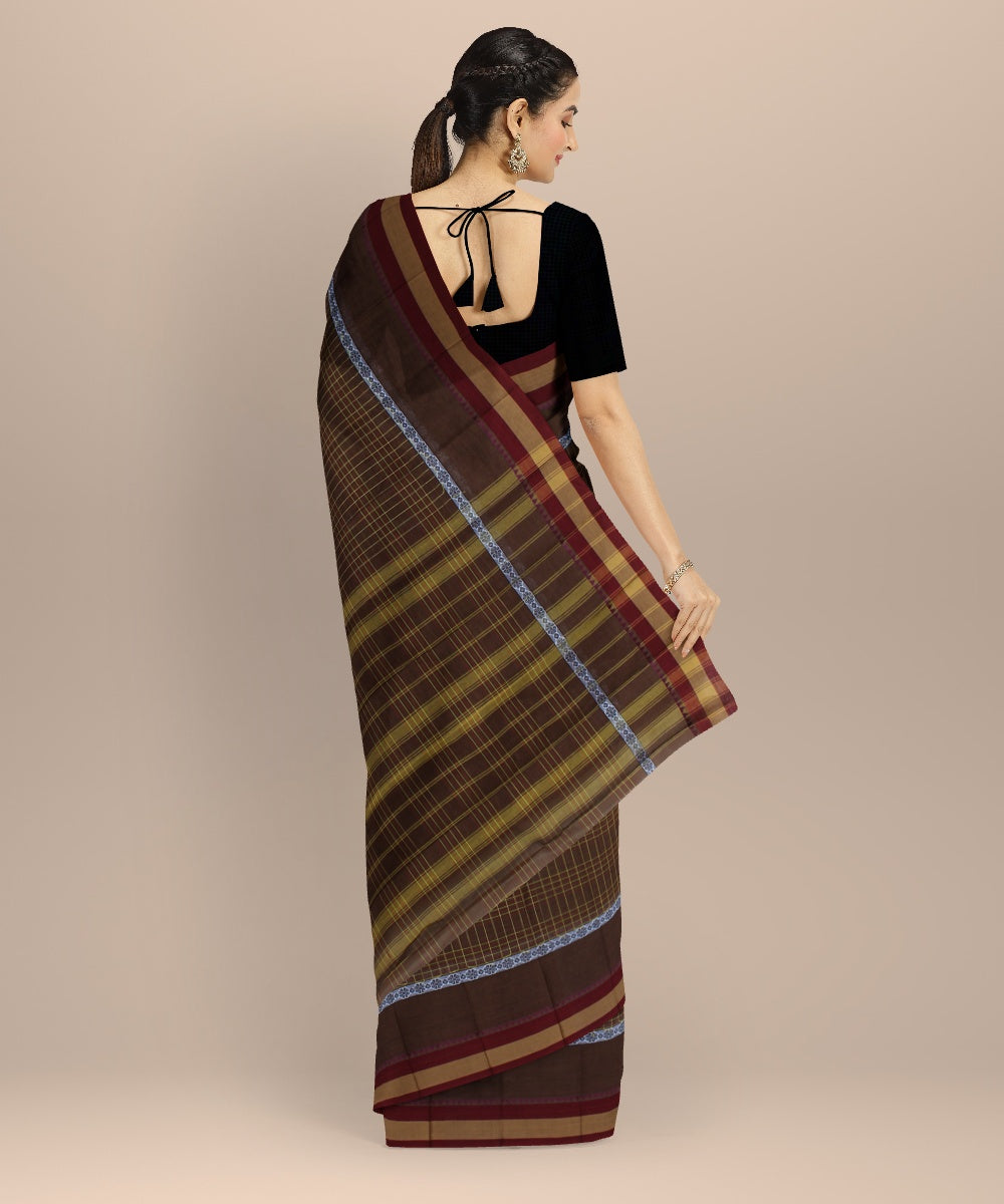 Brown cotton handwoven narayanapet saree