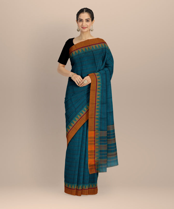 Dark green handwoven narayanapet cotton saree