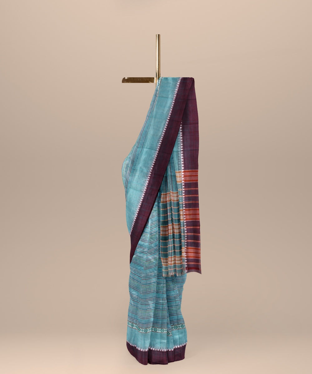 Light blue cotton handwoven narayanapet saree