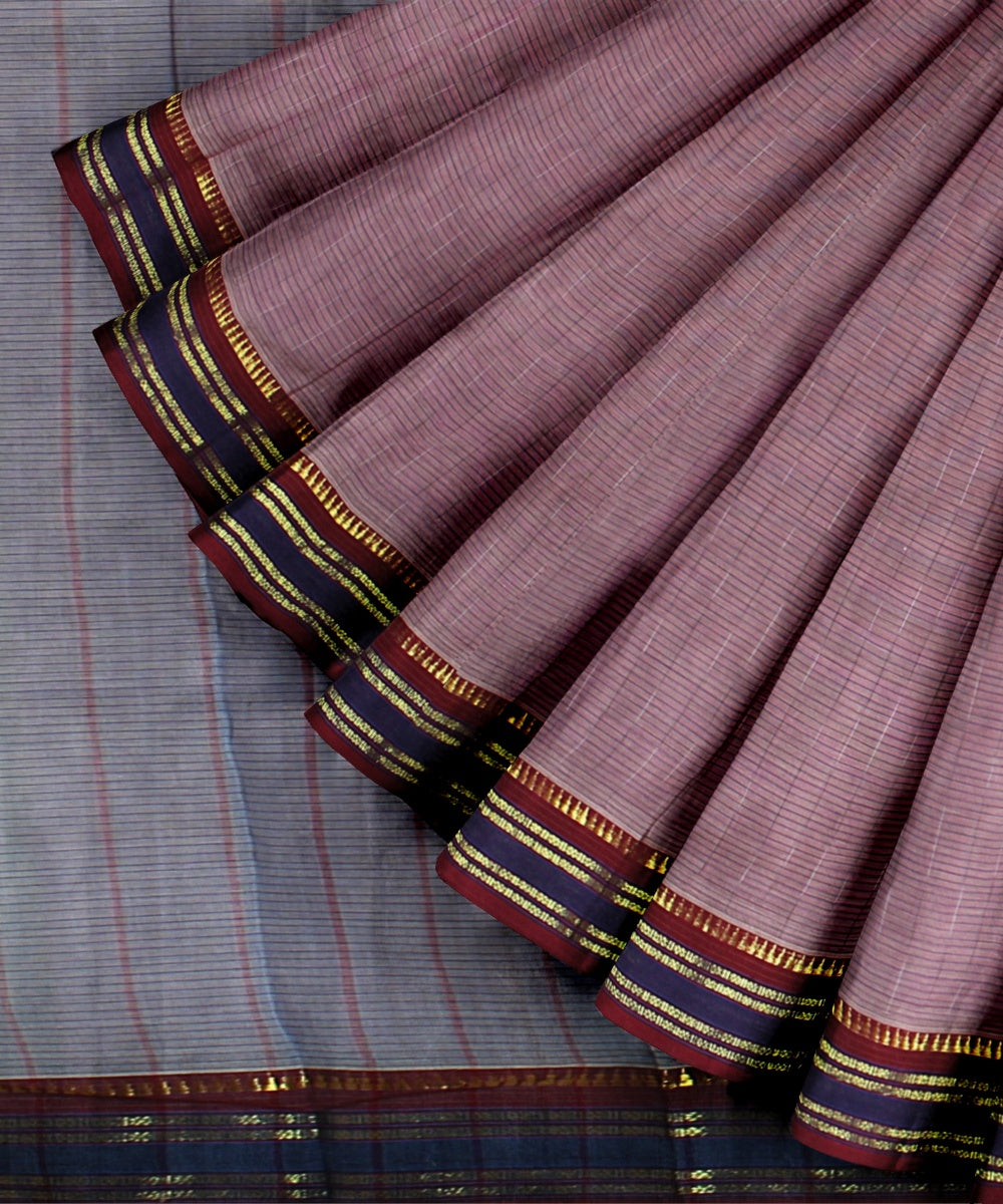 Mauve handwoven narayanapet cotton saree