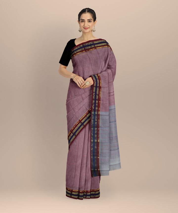 Mauve handwoven narayanapet cotton saree