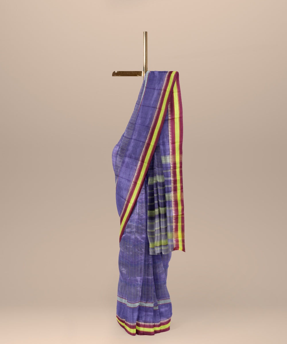 Lavendar maroon cotton handwoven narayanapet saree