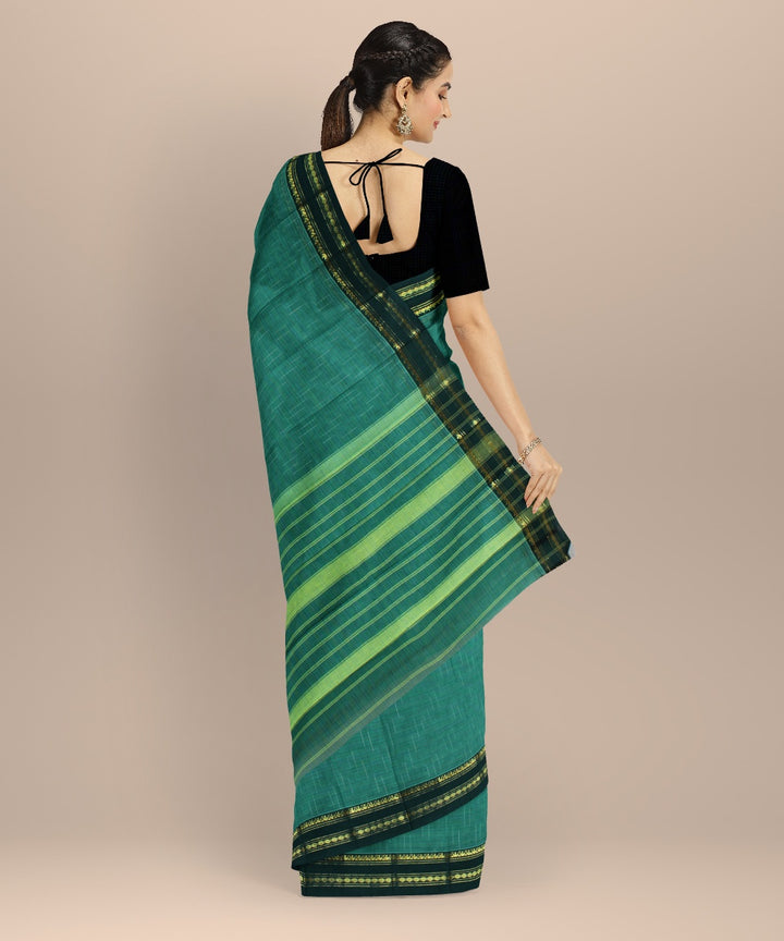 Dark green handloom narayanapet cotton saree