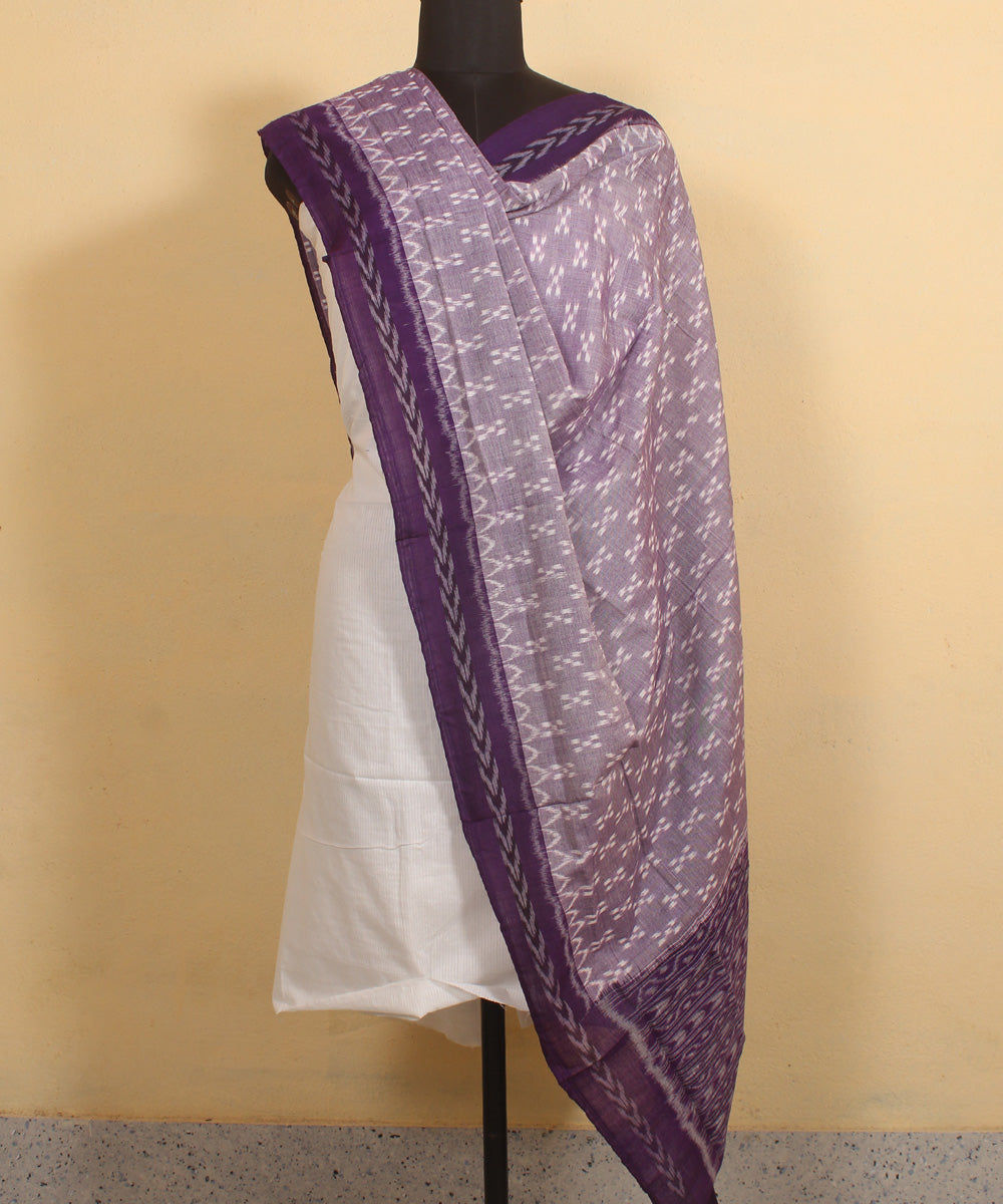 Grey black handwoven cotton sambalpuri dupatta