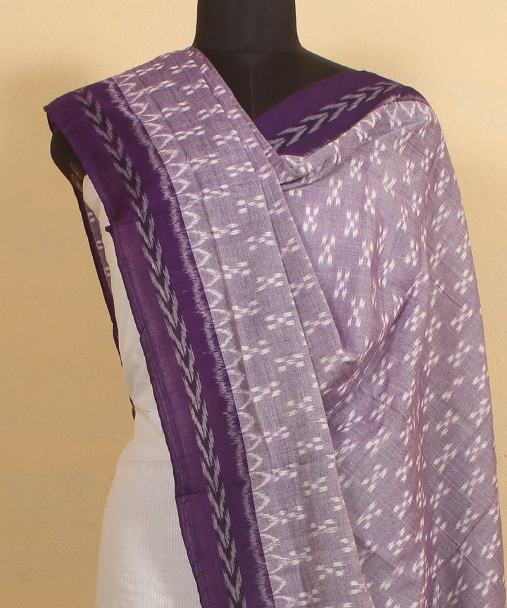 Grey black handwoven cotton sambalpuri dupatta