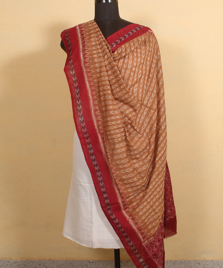 Brown maroon handwoven cotton sambalpuri dupatta