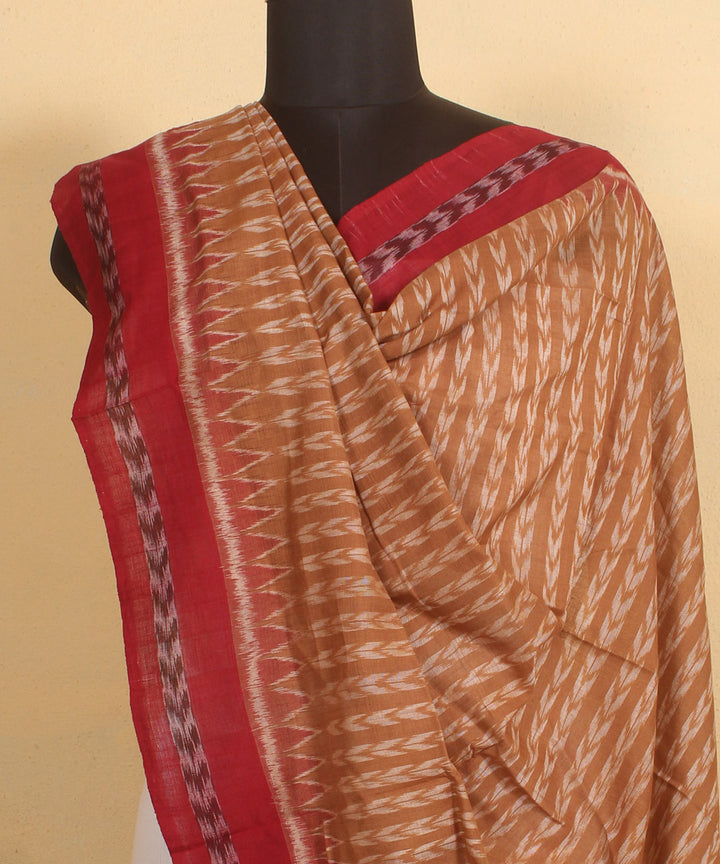 Brown maroon handwoven cotton sambalpuri dupatta