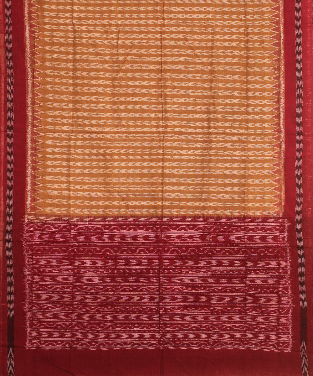 Brown maroon handwoven cotton sambalpuri dupatta