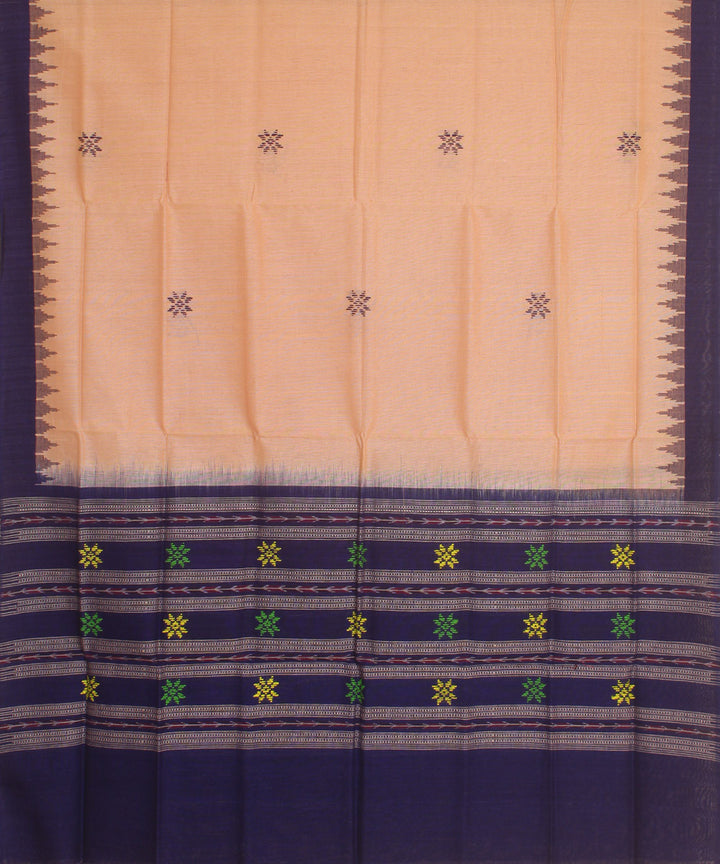 Beige black handwoven cotton sambalpuri dupatta