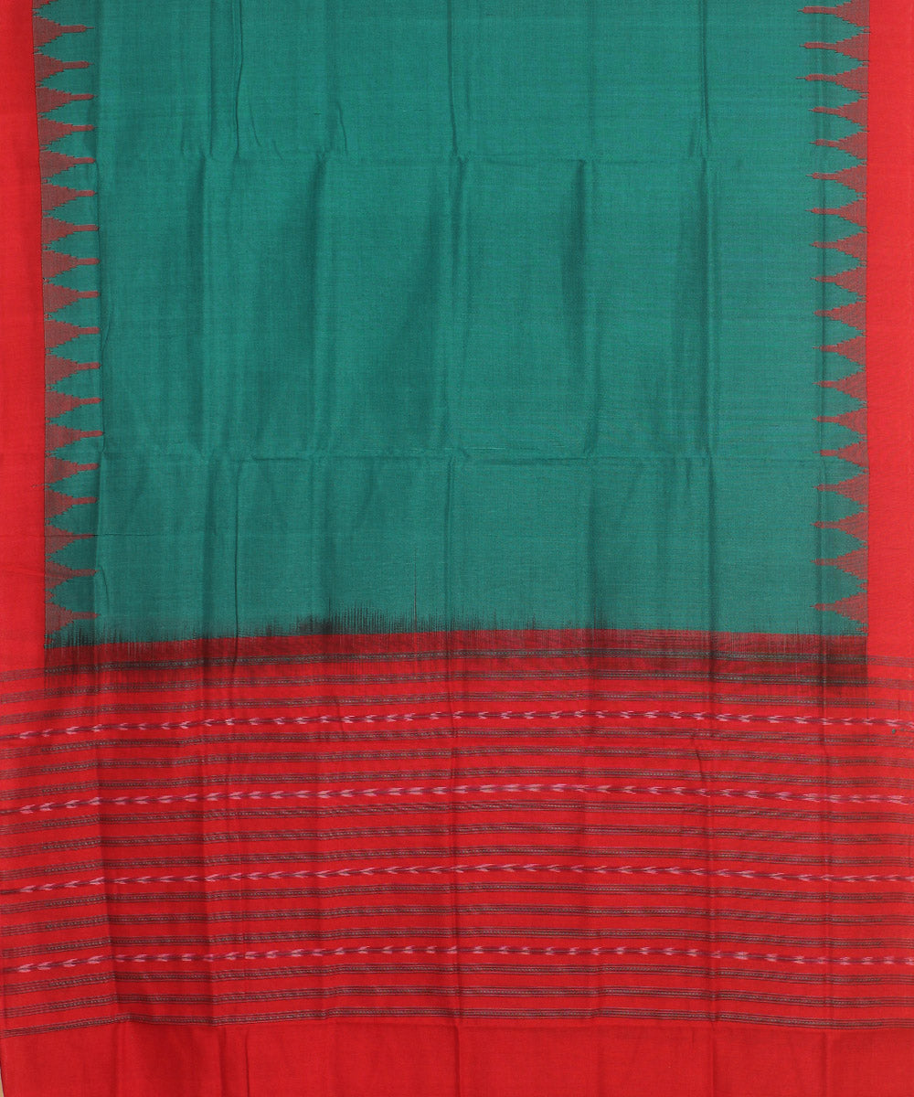 Light green red handwoven cotton sambalpuri dupatta