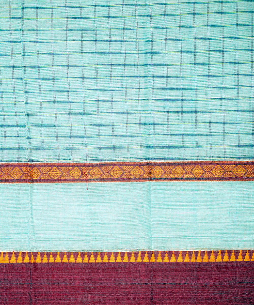 Light blue narayanapet handwoven cotton saree