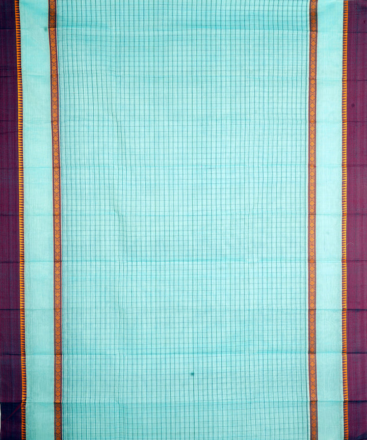 Light blue narayanapet handwoven cotton saree