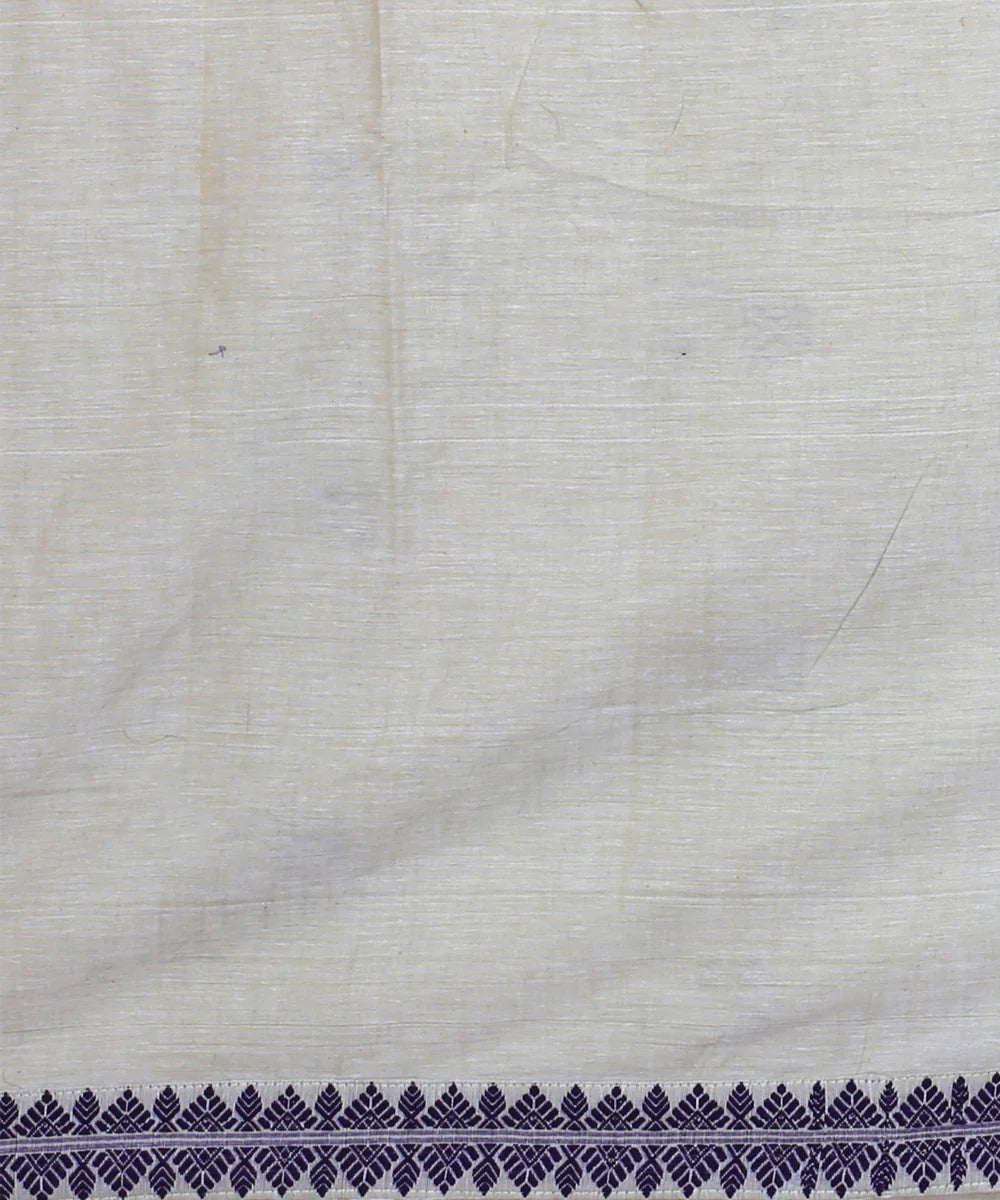 Cream black cotton handloom assam saree