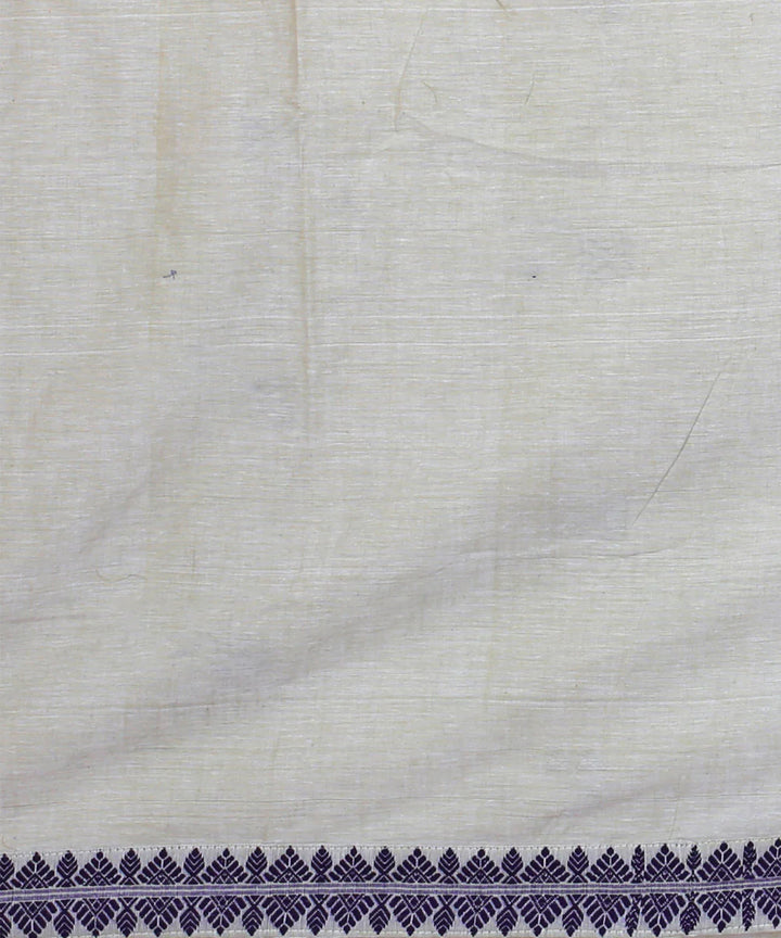 Cream black cotton handloom assam saree