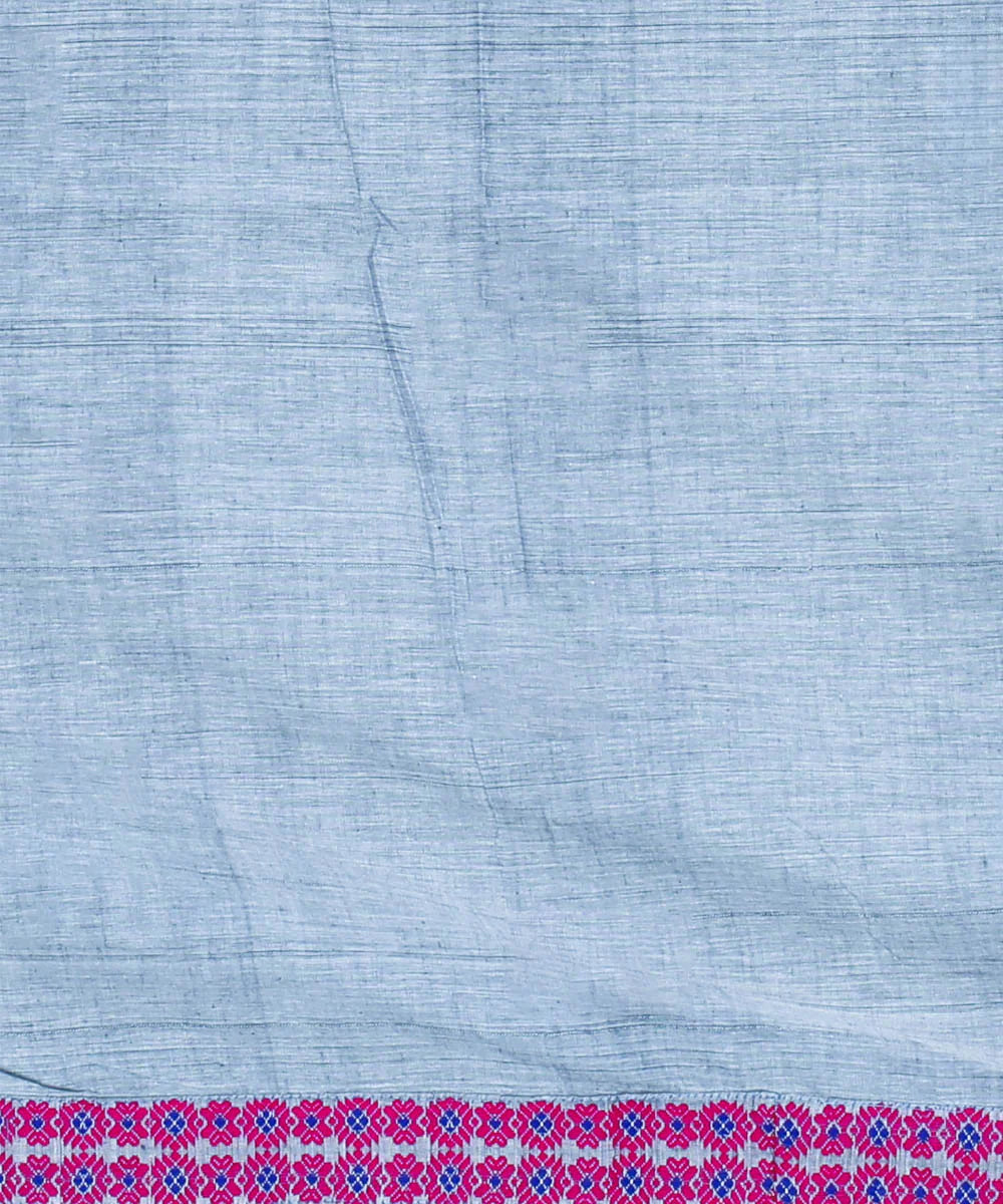 Greyish blue pink cotton handloom assam saree