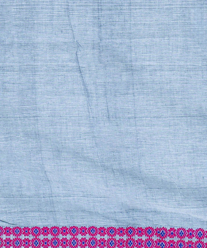 Greyish blue pink cotton handloom assam saree