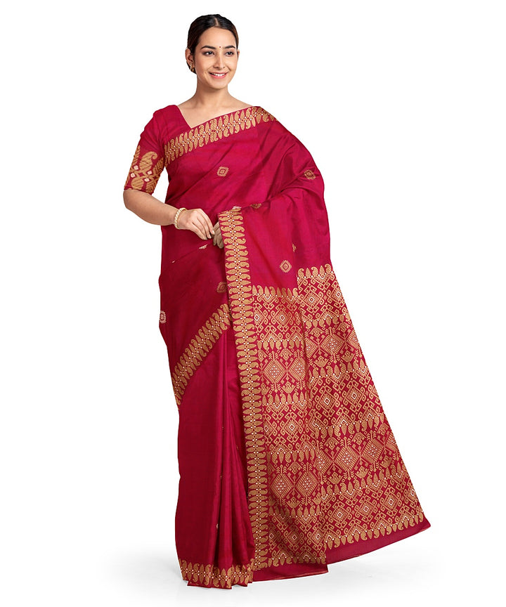 Pink grey cotton handloom assam saree