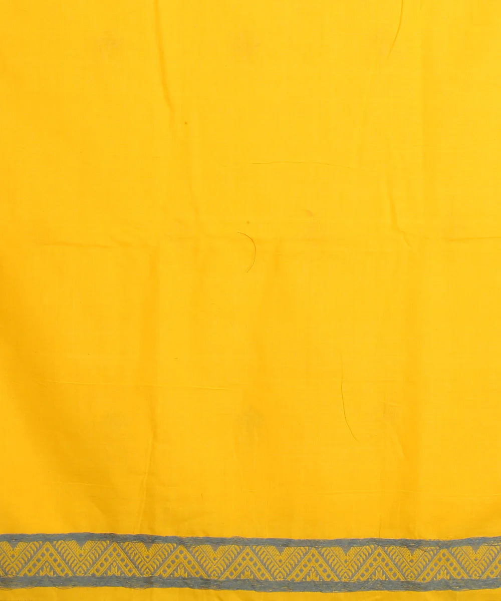 Yellow grey handloom assam cotton saree