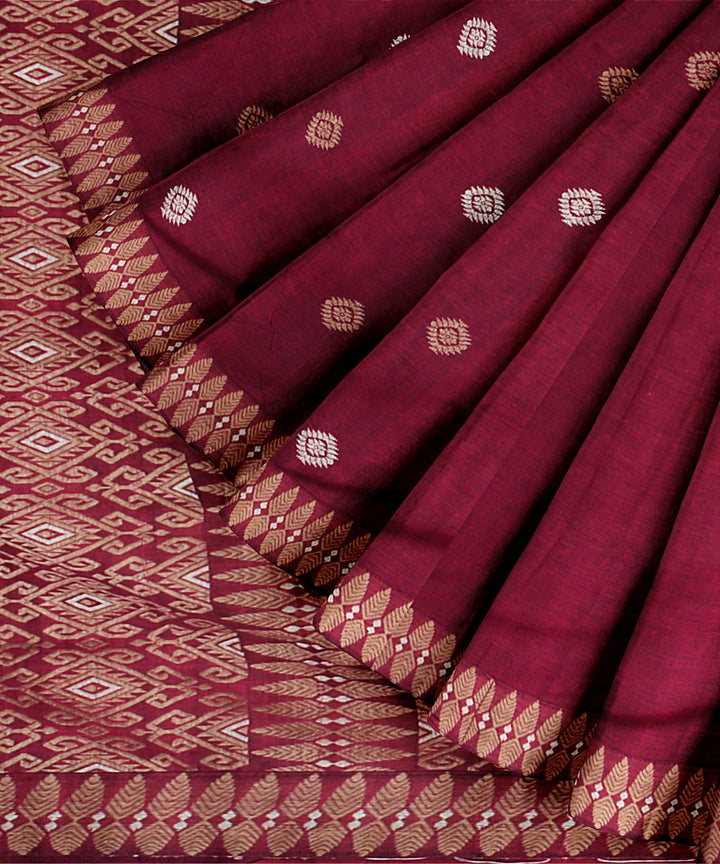 Red maroon handloom assam cotton saree