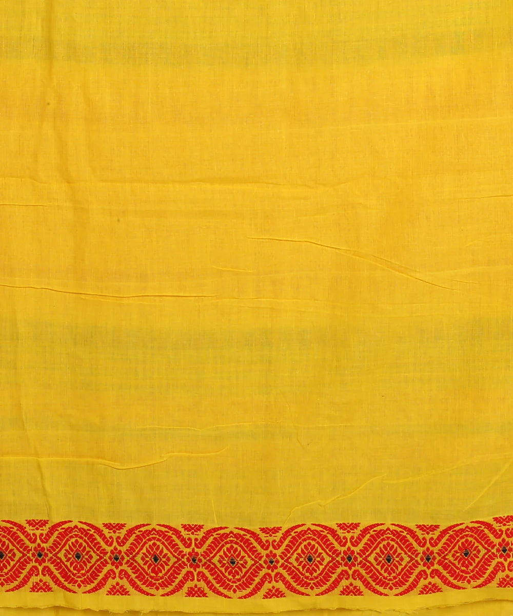 Yellow red handloom assam cotton saree