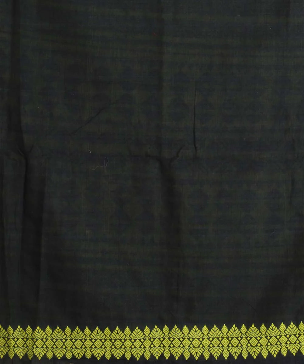 Navy blue yellow cotton handloom assam saree