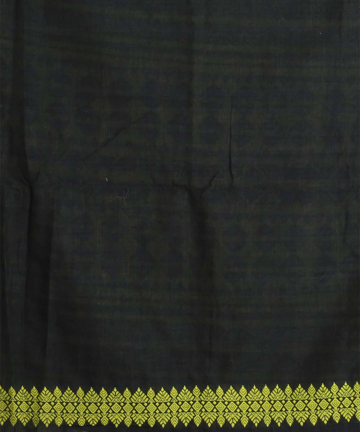 Navy blue yellow cotton handloom assam saree