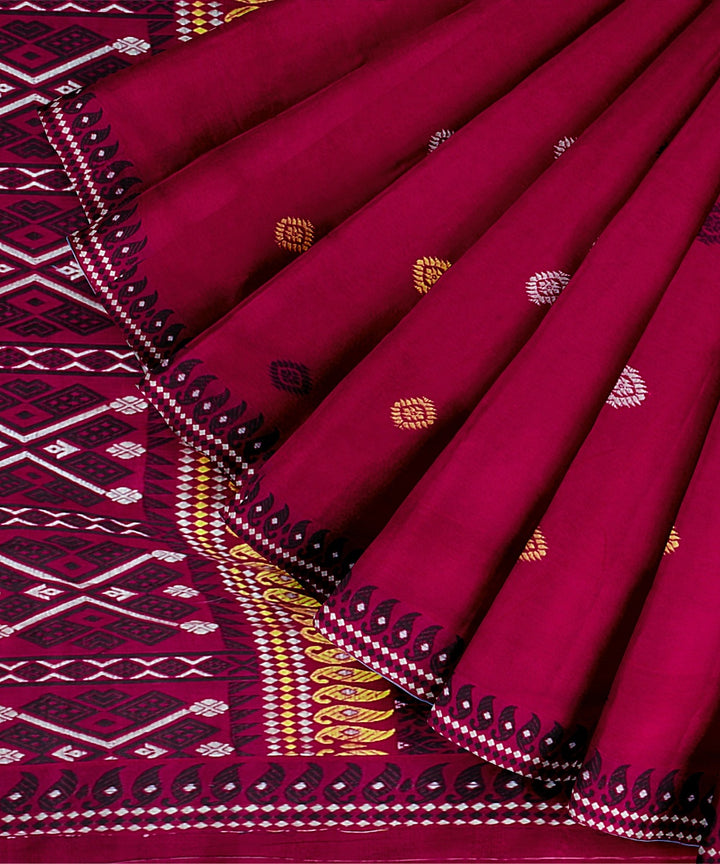 Red maroon cotton handloom assam saree