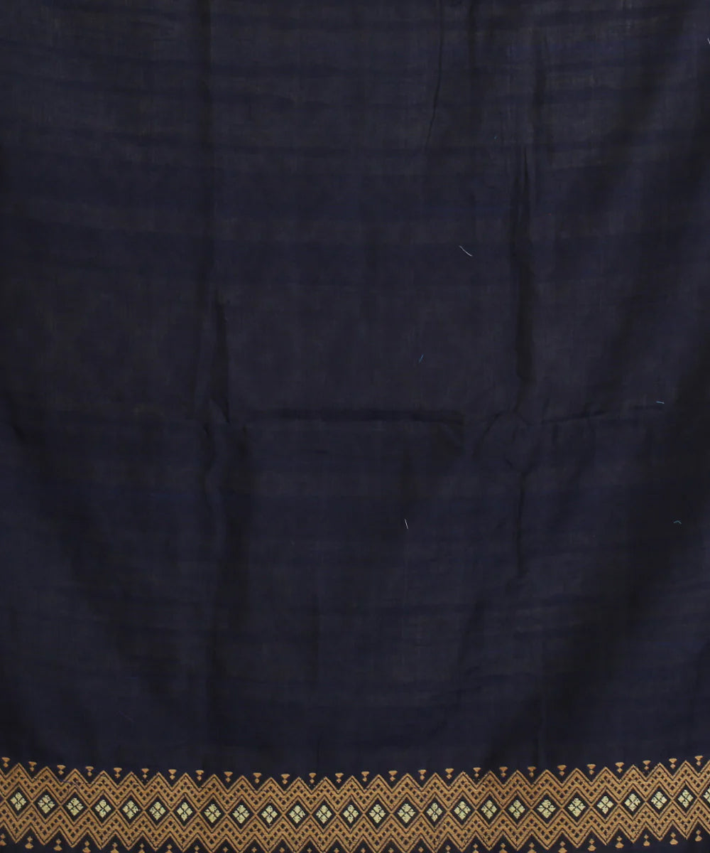 Navy blue grey cotton handloom assam saree